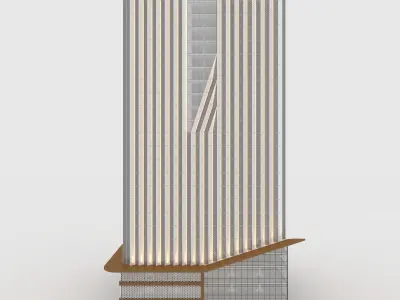 Tower 7 tall building with wooden facade 3D model