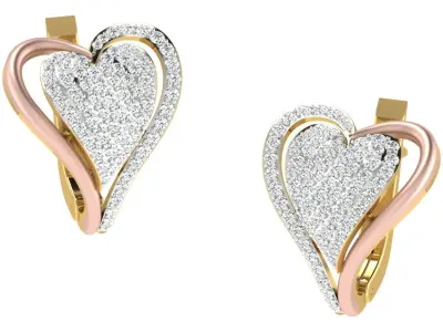 Light Weight Yellow Gold Diamond Earring EZ BI-54 3D print model