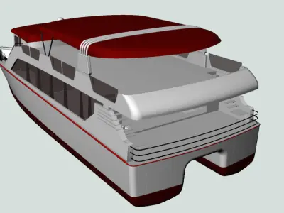 Catamaran pontoon boat 3D model
