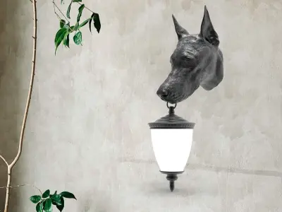 dog Head Wall Lamp 3D print model shop