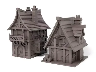 Medieval fantasy houses 3D print model