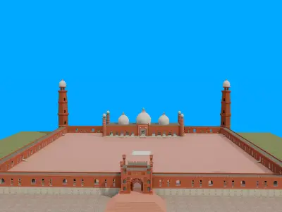 Badshahi Mosque Lahore  Low-poly 3D model