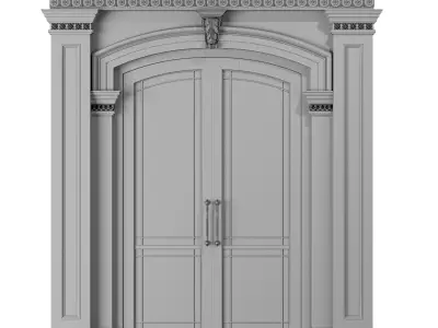 blk wood classcial exterior door art 001 3D model
