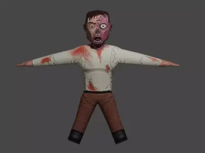 Zombie Cartoon - Living Dead - Zumbi Low-poly 3D model