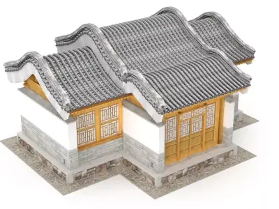 Chinese Architecture Distribution room 04 Low-poly 3D model