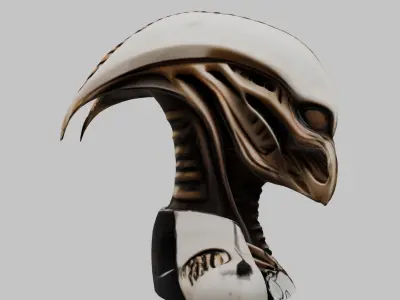Alien Xenomorph Head Bust Low-poly 3D model