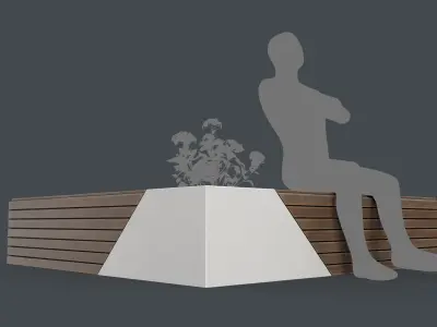 Modern Outdoor Bench 118 PBR Game Ready Low-poly 3D model