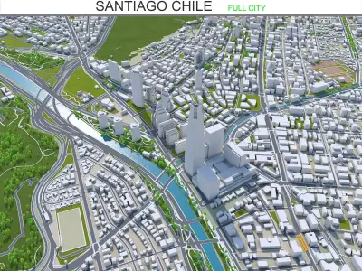 Santiago Chile Low-poly 3D model
