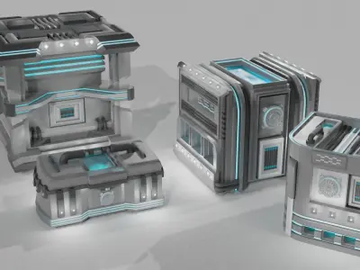Futuristic Crate Set 3D model