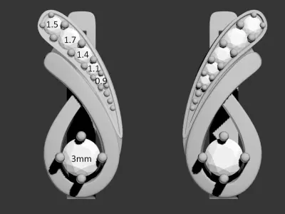 150116 E drop earrings  3D print model purchase