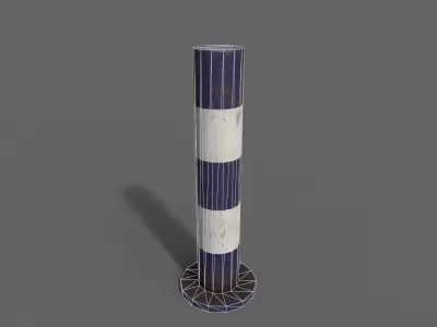 PBR Bollard BlueWhite Low-poly 3D model