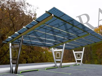 Lowpoly Solar Carport-V Types-Steel Structure Low-poly 3D model