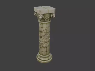 Ancient Ornate Stone Column Low-poly 3D model