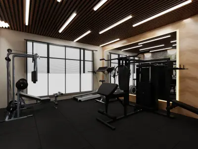Personal GYM with Equipments Low-poly 3D model