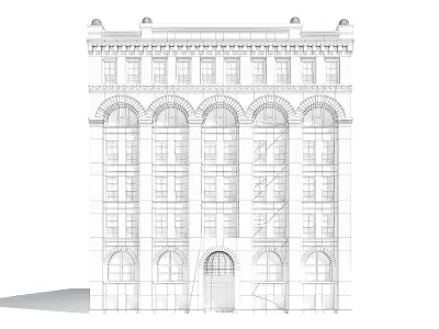 Brick Building 3D Model 3D model