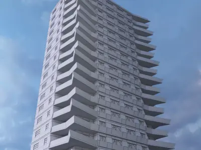 20 Storey Residential Building Low-poly 3D model