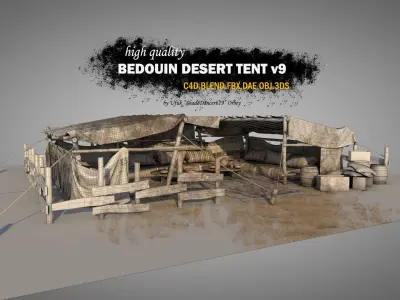 Bedouin Desert Tent v9 3D model