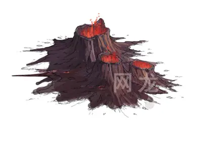 Game model - volcanic tree - shaped magma mouth 02 3D model