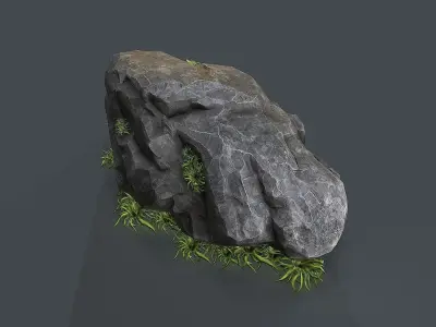 Black Rock Grass  Low-poly 3D model
