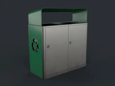 Street Trash Can 18 PBR Game Ready Low-poly 3D model