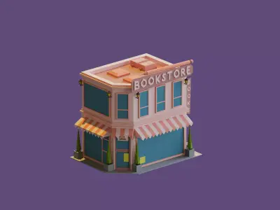 Bookstore  Low-poly 3D model