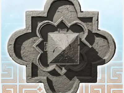 Fountain with four access points in square with lion heads 5 3D print model