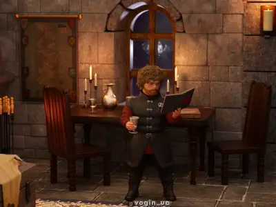 Tyrion Lannister bedchamber printable isometric room and figure 3D print model
