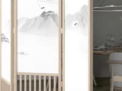 New painting ink Chinese screen 3D model