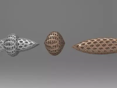 cyberpunk weaved city structure shapes 3D model