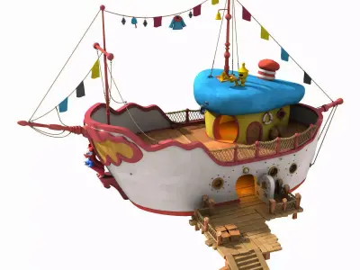 Cartoon Ship House 3D model