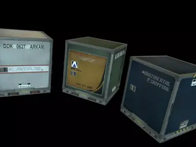 Airport shipping containers Low-poly 3D model