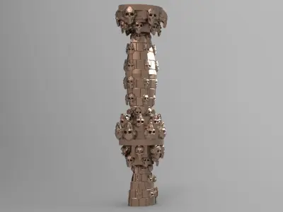 Secret cult scull pillar bridge  3D model