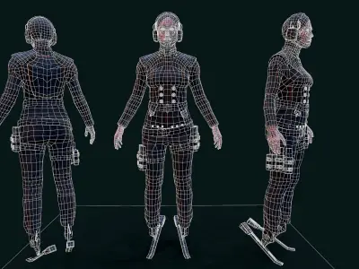 Cyberpunk Girl Low-poly 3D model