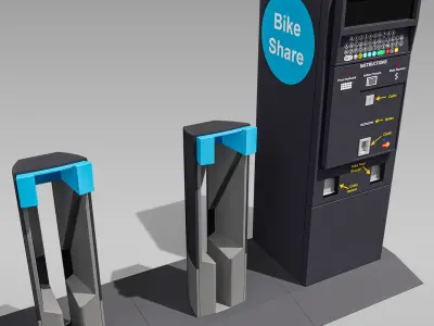 Bike Station Low-poly 3D model