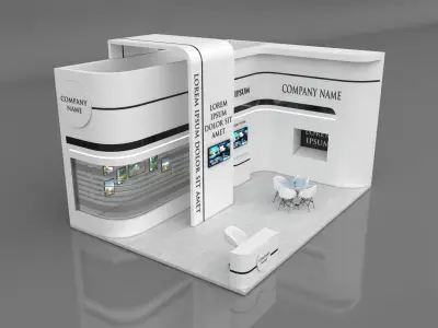 Booth Exhibition Stand Stall 8x6m Height 500 cm 2 Side Open 3D model