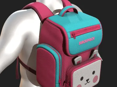 Backpack Camping toy Color baggage bag  Low-poly 3D model