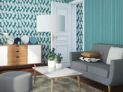 Teal Micro-Stripe Wallpaper Texture