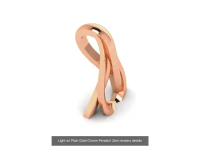 51 Light wt Plain Gold Charm Pendant 3dm renders details  3D Model Pack