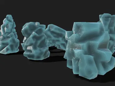 Mountain ice Rocks - PBR Pack 10 Low-poly 3D model