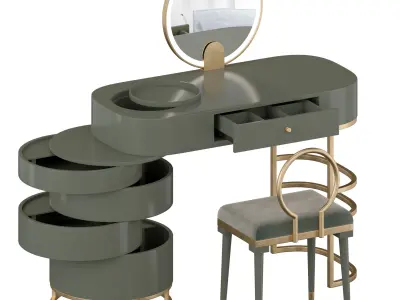Modern Makeup Vanity Table Set with Swivel Cabinet 3D model