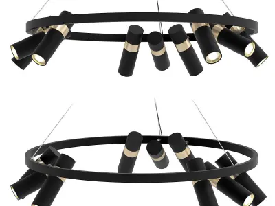 SPOOR chandelier with four lights hanging from it 3D model