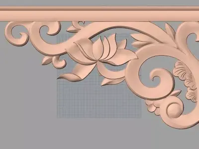 Furniture decorative corner flower 3D STL model for CNC E872 3D model