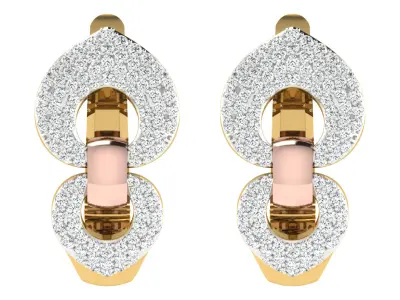 light weight  Yellow gold diamond earring 3D print model buy