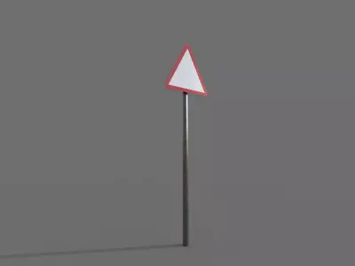 Triangular Traffic Sign Low-poly 3D model