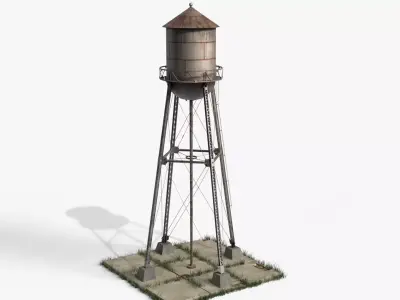 Water Tower Low-poly 3D model Low-poly