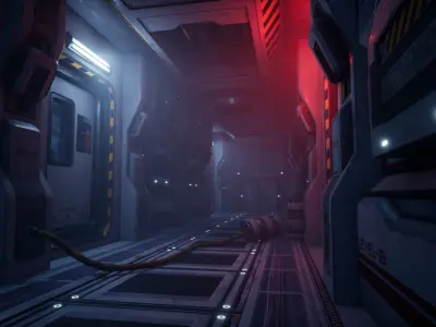 Sci-Fi Modular Corridor - 11 Assets Pack Low-poly 3D model