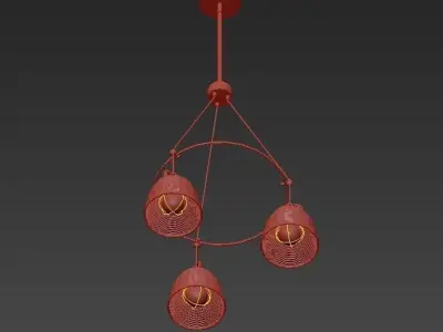 DUBLIN three lights hanging from metal chandelier 3D model