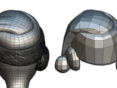 Cartoon High Poly Subdivision Christmas Hood Low-poly 3D model