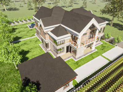 Mansion Exteriors  Low-poly 3D model