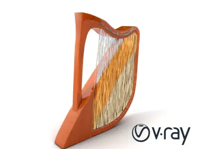 LuminHarp Titanium-String Curved Frame model pack Low-poly 3D model